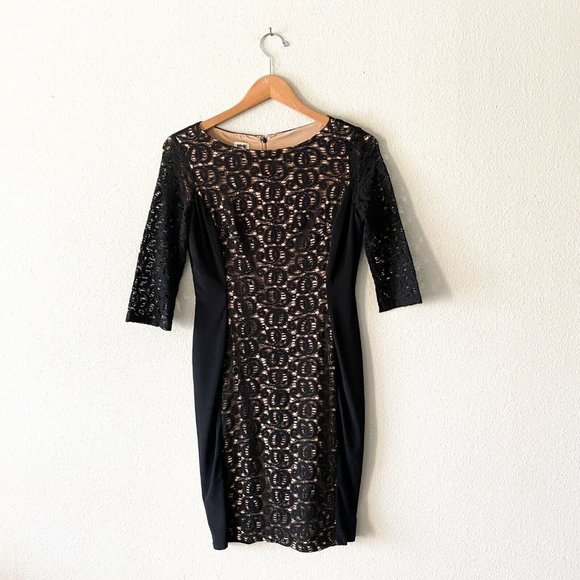 chinese dress ladies Anne Klein Allover Lace Shift Dress, Black / 0